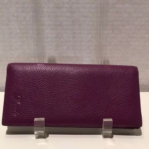 Dante Eggplant Colored Pebbled Leather Wallet